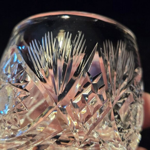 Rare Polish Cut Crystal Mushroom Shaped jam jar Starburst Design Decorative Glas - Picture 4 of 8